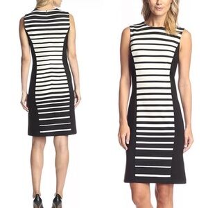 J. MCLAUGHLIN JOSIE SLEEVELESS STRIPED STRETCH SHEATH DRESS